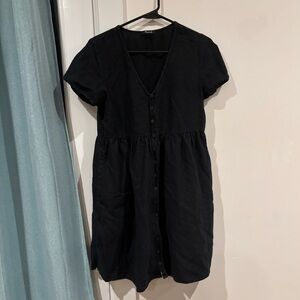 Madewell Black Button-Front Mini Maternity Dress